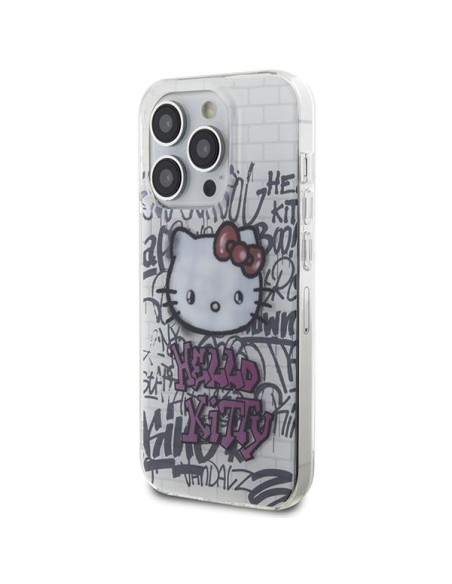 Etui Hello Kitty IML Kitty On Bricks Graffiti na iPhone 15 Pro Max - białe Etui Hello Kitty IML Kitty On Bricks Graffiti na iPhone 15 Pro Max - białe