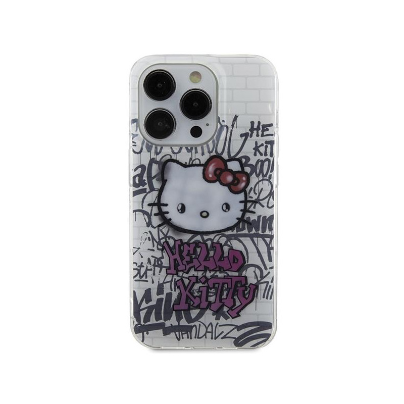 Etui Hello Kitty IML Kitty On Bricks Graffiti na iPhone 15 Pro Max - białe