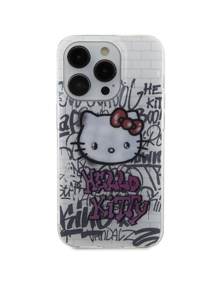 Etui Hello Kitty IML Kitty On Bricks Graffiti na iPhone 15 Pro Max - białe Etui Hello Kitty IML Kitty On Bricks Graffiti na iPhone 15 Pro Max - białe