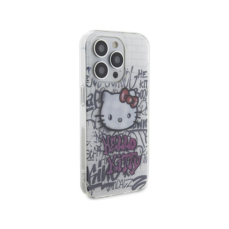 Etui Hello Kitty IML Kitty On Bricks Graffiti na iPhone 15 Pro Max - białe