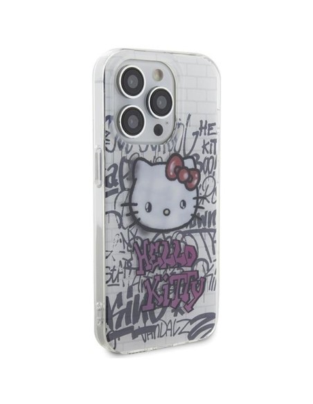 Etui Hello Kitty IML Kitty On Bricks Graffiti na iPhone 15 Pro Max - białe Etui Hello Kitty IML Kitty On Bricks Graffiti na iPhone 15 Pro Max - białe