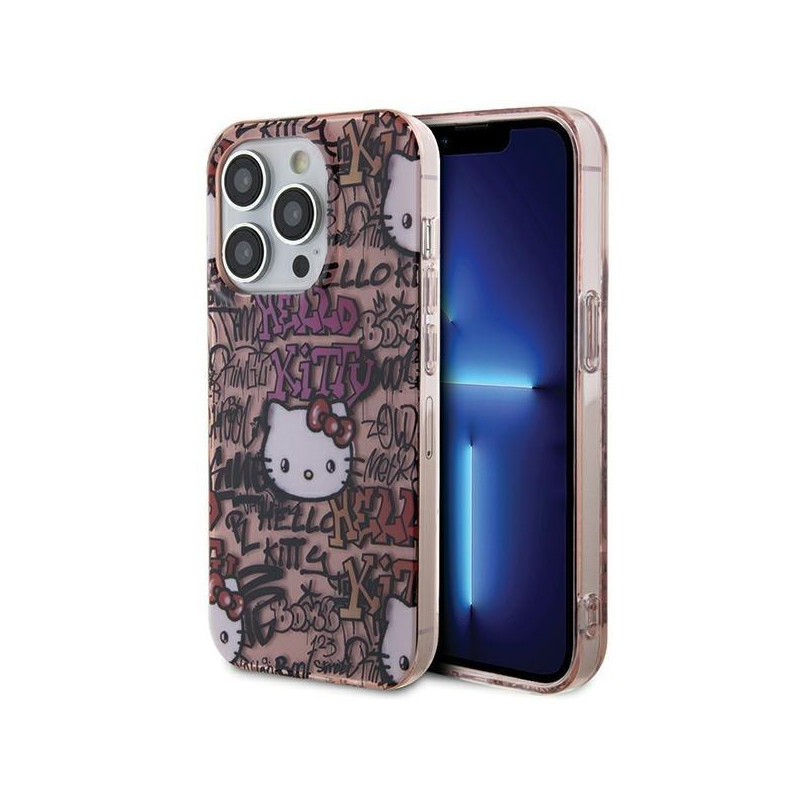 Etui Hello Kitty IML Tags Graffiti na iPhone 15 Pro Max - różowe
