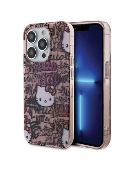 Etui Hello Kitty IML Tags Graffiti na iPhone 15 Pro Max - różowe Etui Hello Kitty IML Tags Graffiti na iPhone 15 Pro Max - różowe