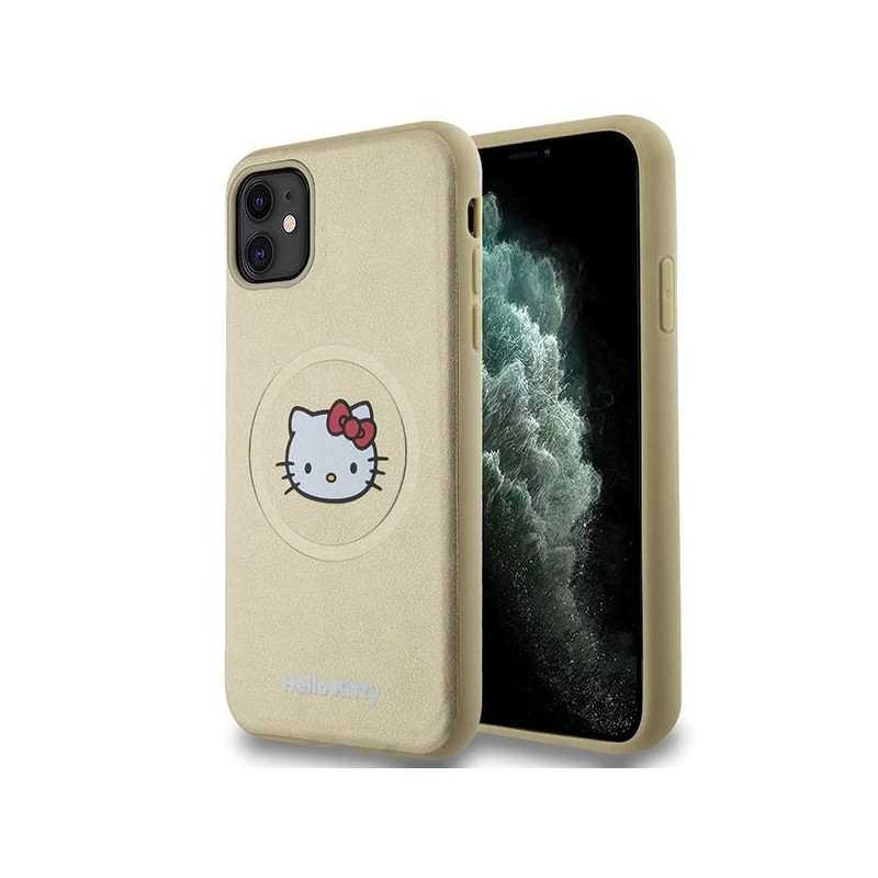 Etui Hello Kitty Leather Kitty Head MagSafe na iPhone 11 / Xr - złote Etui Hello Kitty Leather Kitty Head MagSafe na iPhone 11 / Xr - złote