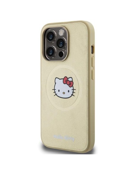 Etui Hello Kitty Leather Kitty Head MagSafe na iPhone 14 Pro Max - złote Etui Hello Kitty Leather Kitty Head MagSafe na iPhone 14 Pro Max - złote
