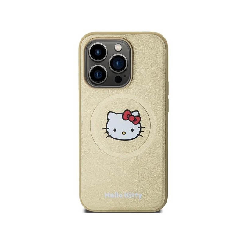 Etui Hello Kitty Leather Kitty Head MagSafe na iPhone 14 Pro Max - złote
