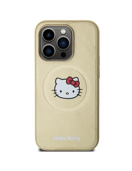 Etui Hello Kitty Leather Kitty Head MagSafe na iPhone 14 Pro Max - złote Etui Hello Kitty Leather Kitty Head MagSafe na iPhone 14 Pro Max - złote