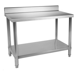 Virtuvinis stalas su nerūdijančio plieno stalviršiu su apvadu ir apatine lentyna 100x70cm