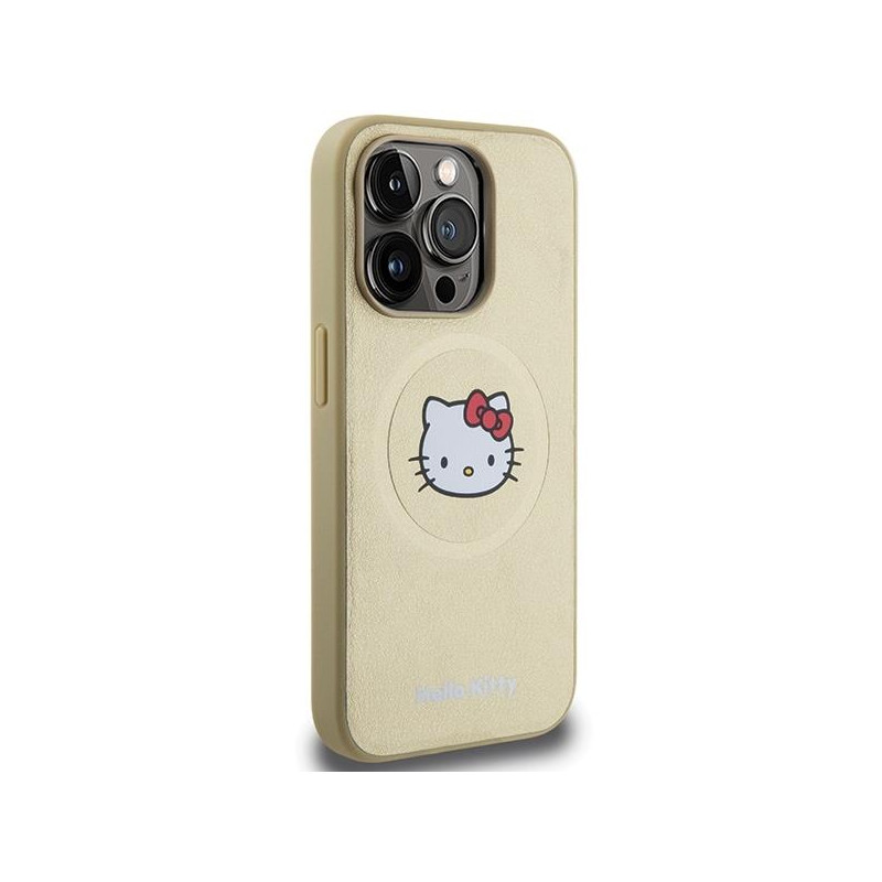 Etui Hello Kitty Leather Kitty Head MagSafe na iPhone 14 Pro Max - złote