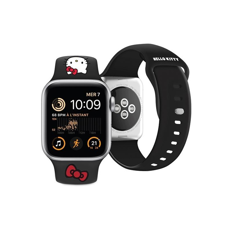 Pasek Hello Kitty Silicone Kitty Head na Apple Watch 38/ 40/ 41mm - czarny