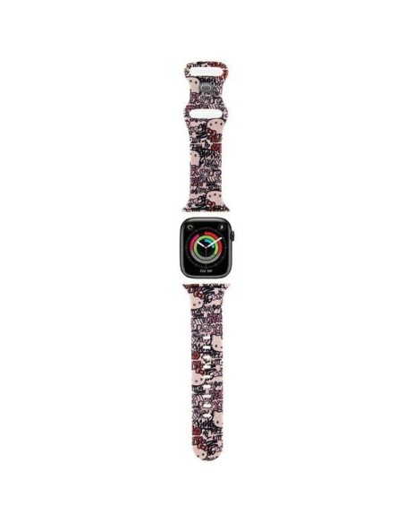 Pasek Hello Kitty Silicone Tags Graffiti na Apple Watch 38/ 40/ 41mm - różowy Pasek Hello Kitty Silicone Tags Graffiti na Apple Watch 38/ 40/ 41mm - różowy