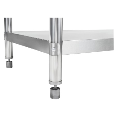 Virtuvinis stalas su nerūdijančio plieno stalviršiu su apvadu ir apatine lentyna 100x70cm Virtuvinis stalas su nerūdijančio plieno stalviršiu su apvadu ir apatine lentyna 100x70cm