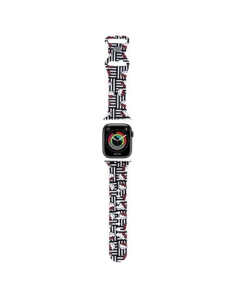 Pasek Hello Kitty Silicone Heads & Stripes na Apple Watch 38/ 40/ 41mm - czarny Pasek Hello Kitty Silicone Heads & Stripes na Apple Watch 38/ 40/ 41mm - czarny