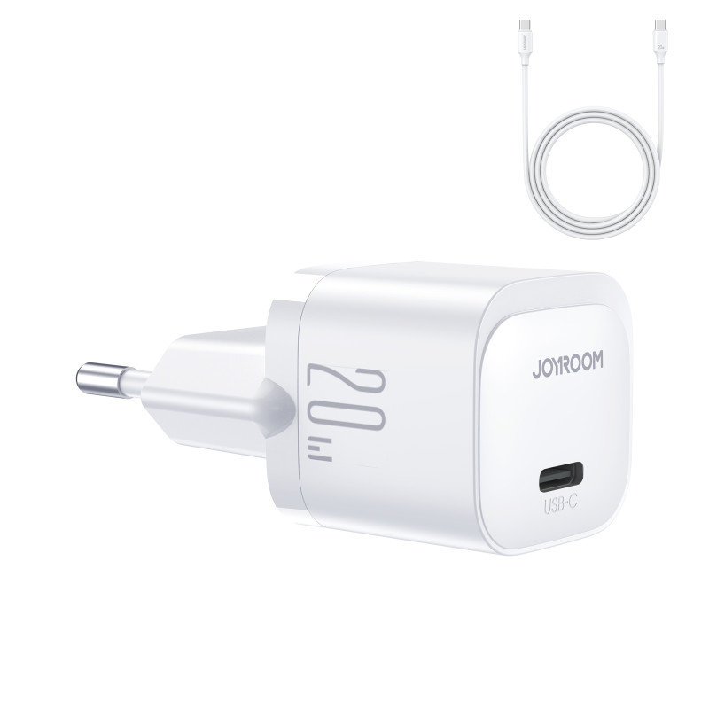 Ładowarka sieciowa Joyroom JR-TCF02 USB-C PD 20W + kabel USB-C - biała Ładowarka sieciowa Joyroom JR-TCF02 USB-C PD 20W + kabel USB-C - biała