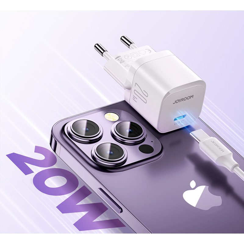 Ładowarka sieciowa Joyroom JR-TCF02 USB-C PD 20W + kabel USB-C - biała
