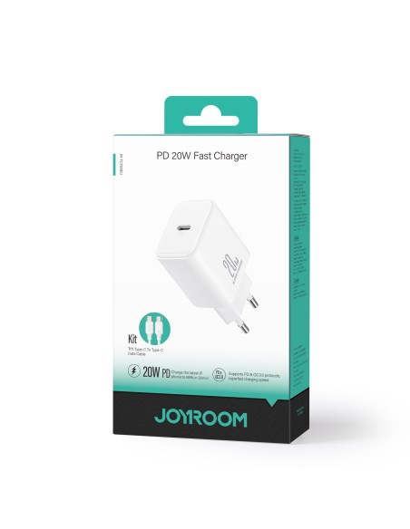 Ładowarka sieciowa Joyroom JR-TCF06 USB-C PD 20W + kabel USB-C - biała Ładowarka sieciowa Joyroom JR-TCF06 USB-C PD 20W + kabel USB-C - biała