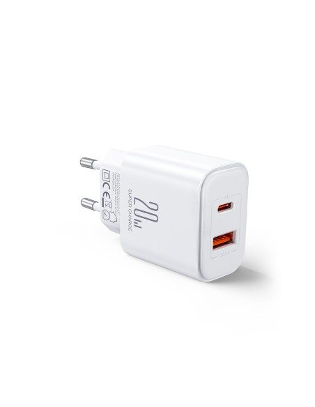 Ładowarka EU Joyroom JR-TCF05 20W USB-A USB-C + kabel USB-C - biała Ładowarka EU Joyroom JR-TCF05 20W USB-A USB-C + kabel USB-C - biała