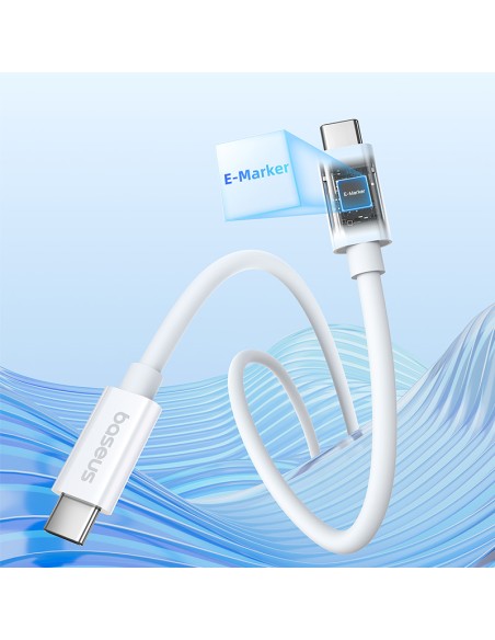 Kabel Baseus CB000068 USB-C - USB-C 240W PD 8K 60Hz 1m - biały Kabel Baseus CB000068 USB-C - USB-C 240W PD 8K 60Hz 1m - biały