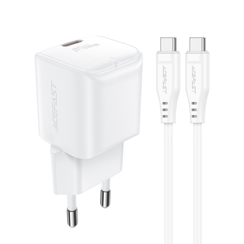 Ładowarka sieciowa Acefast A73 Mini PD 20W GaN + kabel USB-C - biała Ładowarka sieciowa Acefast A73 Mini PD 20W GaN + kabel USB-C - biała