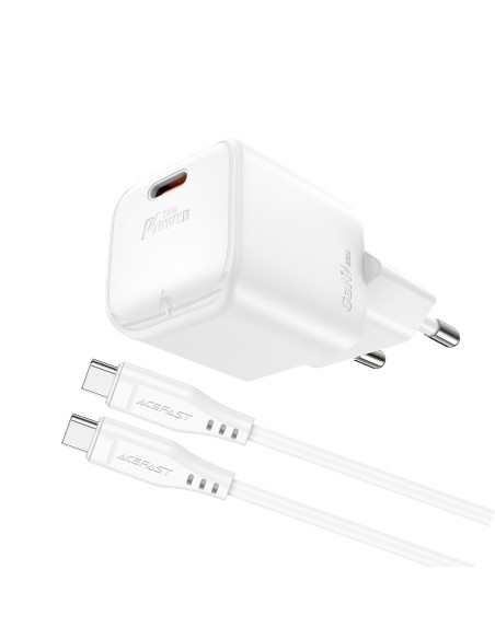 Ładowarka sieciowa Acefast A73 Mini PD 20W GaN + kabel USB-C - biała Ładowarka sieciowa Acefast A73 Mini PD 20W GaN + kabel USB-C - biała