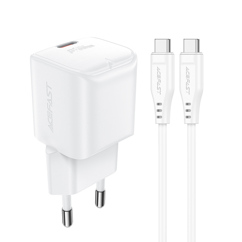Ładowarka sieciowa Acefast A77 Mini PD 30W GaN + kabel USB-C - biała Ładowarka sieciowa Acefast A77 Mini PD 30W GaN + kabel USB-C - biała