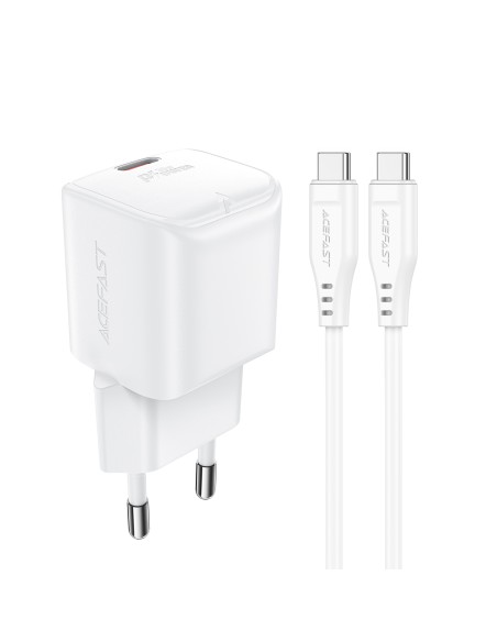 Ładowarka sieciowa Acefast A77 Mini PD 30W GaN + kabel USB-C - biała Ładowarka sieciowa Acefast A77 Mini PD 30W GaN + kabel USB-C - biała