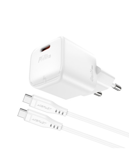 Ładowarka sieciowa Acefast A77 Mini PD 30W GaN + kabel USB-C - biała Ładowarka sieciowa Acefast A77 Mini PD 30W GaN + kabel USB-C - biała