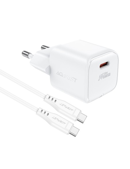 Ładowarka sieciowa Acefast A77 Mini PD 30W GaN + kabel USB-C - biała Ładowarka sieciowa Acefast A77 Mini PD 30W GaN + kabel USB-C - biała