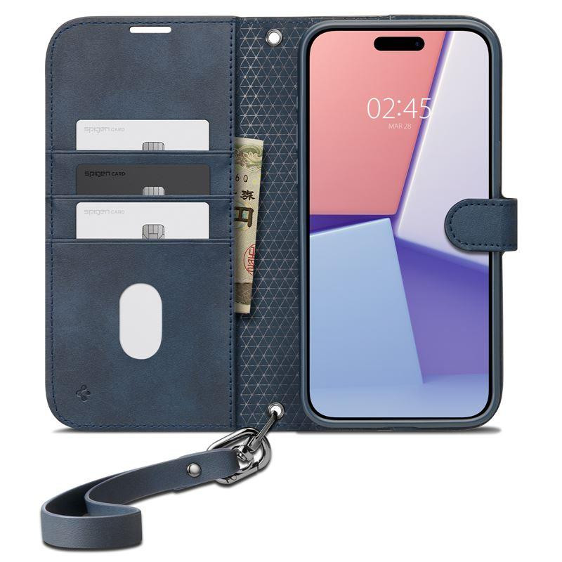 Etui Spigen Wallet S Pro na iPhone 15 Pro - granatowe