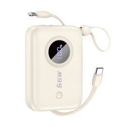 Powerbank Dudao K14 10000mAh z kablami USB-C / Lightning - beżowy