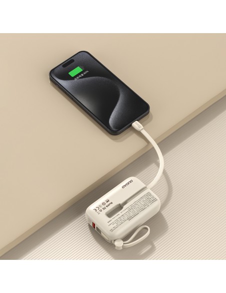 Powerbank Dudao K14 10000mAh z kablami USB-C / Lightning - beżowy Powerbank Dudao K14 10000mAh z kablami USB-C / Lightning - beżowy