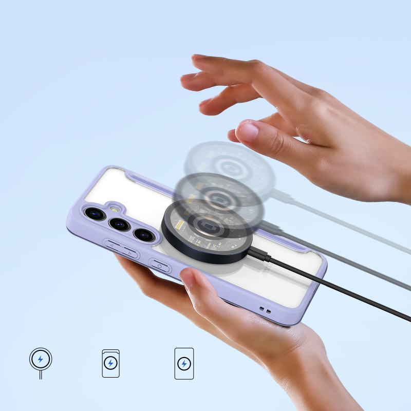 Etui Dux Ducis Skin X Pro do Samsung S24 z magnetycznym ringiem i klapką - fioletowe