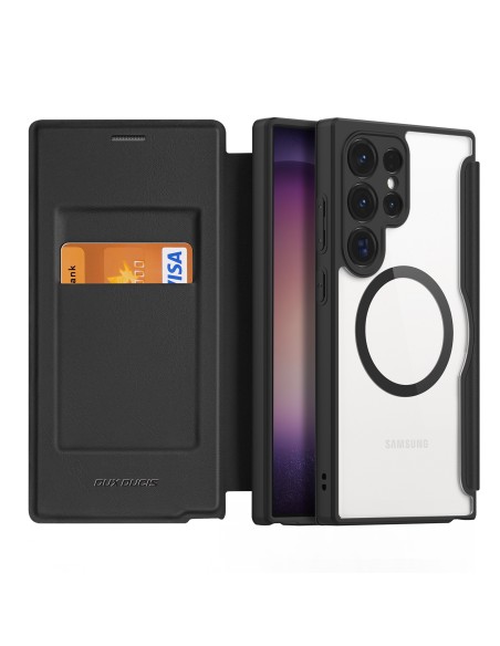Etui Dux Ducis Skin X Pro do Samsung S24 Ultra z magnetycznym ringiem i klapką - czarne Etui Dux Ducis Skin X Pro do Samsung S24 Ultra z magnetycznym ringiem i klapką - czarne