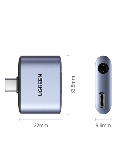 Adapter audio Ugreen CM231 USB-C mini jack 3,5 mm - szary Adapter audio Ugreen CM231 USB-C mini jack 3,5 mm - szary