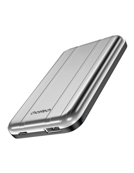 Mini powerbank Choetech B655 indukcyjny MagSafe USB-A / USB-C 5000mAh - srebrny Mini powerbank Choetech B655 indukcyjny MagSafe USB-A / USB-C 5000mAh - srebrny