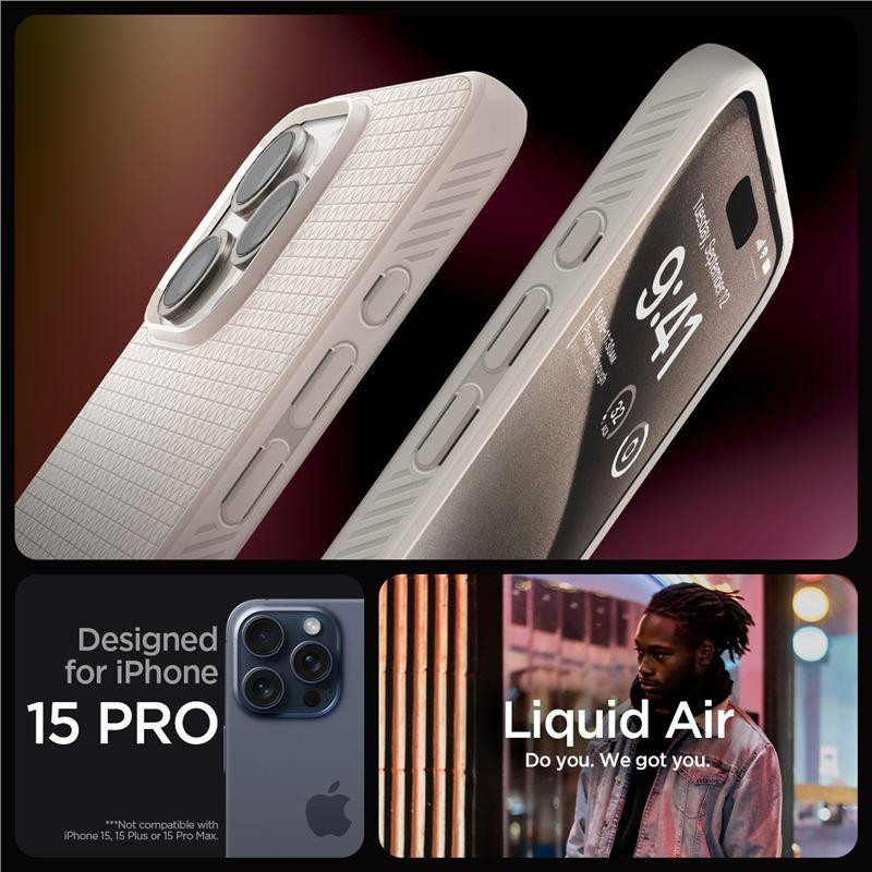 Etui Spigen Liquid Air na iPhone 15 Pro - tytan naturalny Etui Spigen Liquid Air na iPhone 15 Pro - tytan naturalny