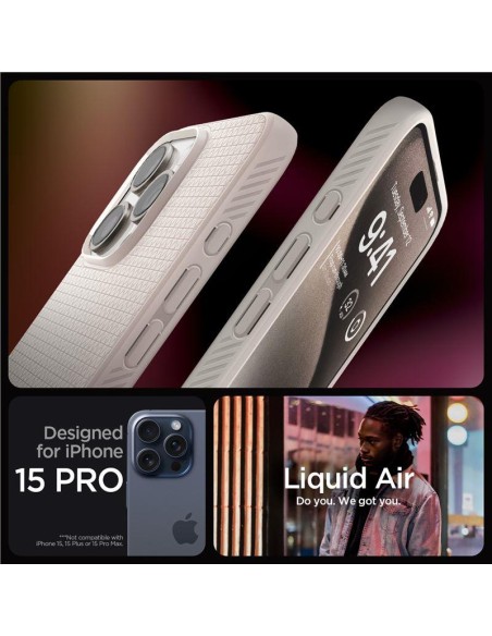 Etui Spigen Liquid Air na iPhone 15 Pro - tytan naturalny