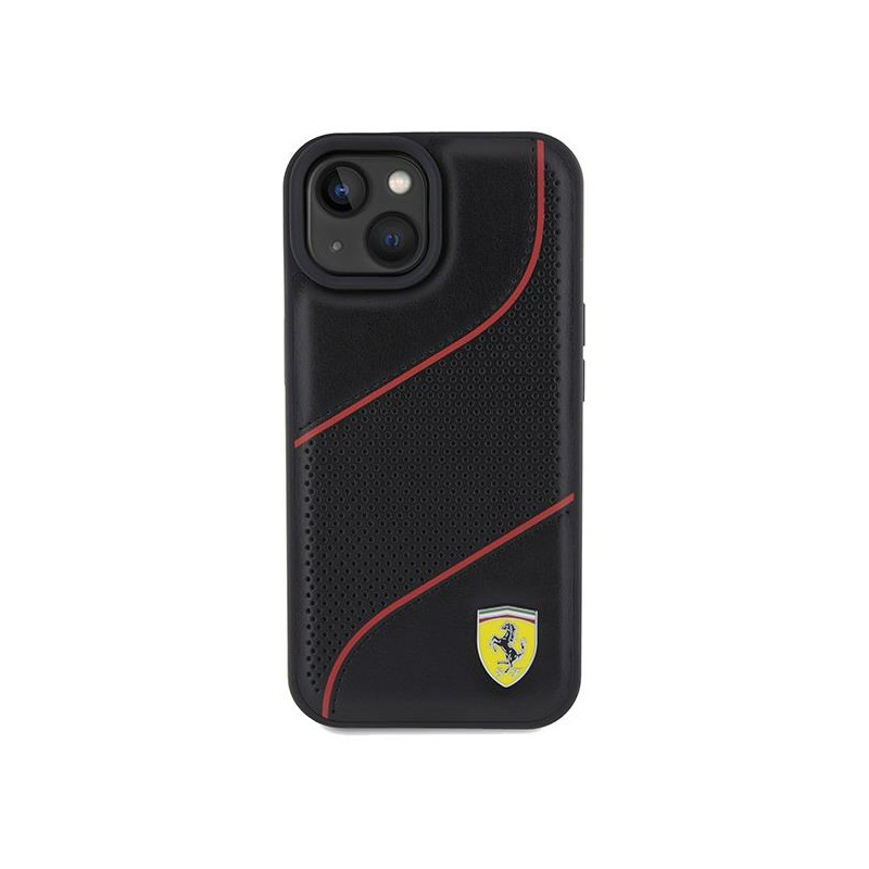 Etui Ferrari Perforated Waves Metal Logo na iPhone 15 / 14 / 13 - czarne