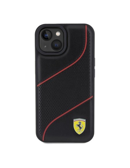 Etui Ferrari Perforated Waves Metal Logo na iPhone 15 / 14 / 13 - czarne Etui Ferrari Perforated Waves Metal Logo na iPhone 15 / 14 / 13 - czarne