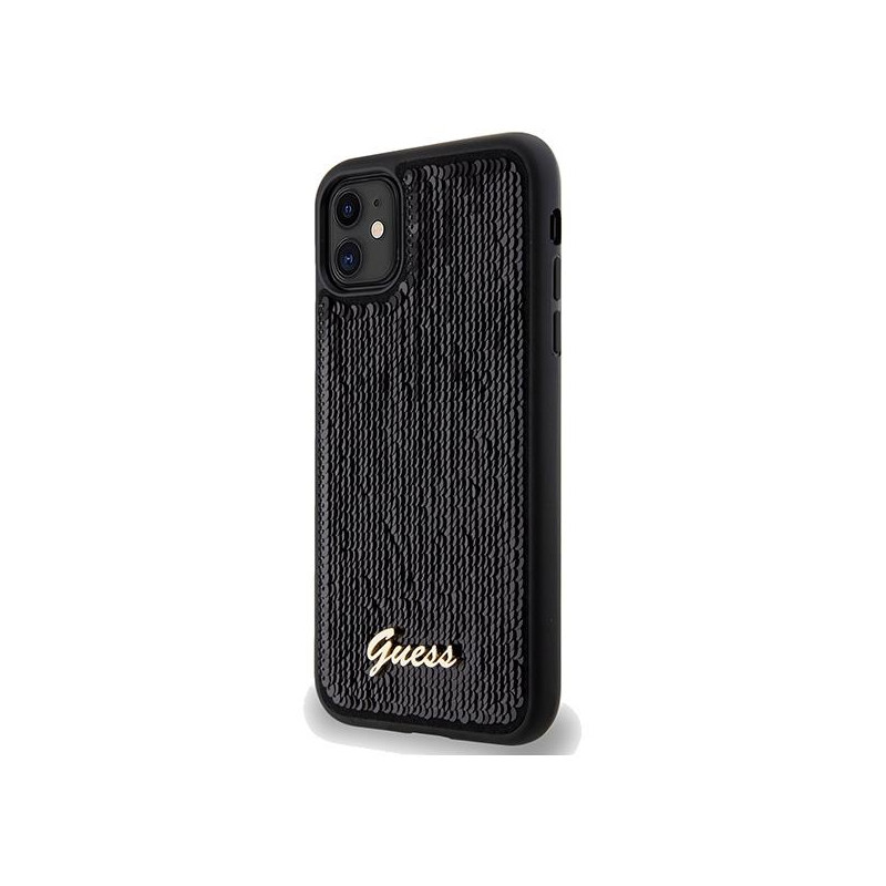 Etui Guess Sequin Script Metal na iPhone 11 / Xr - czarne
