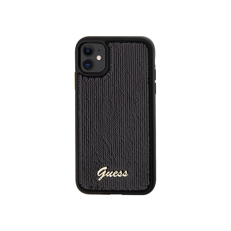 Etui Guess Sequin Script Metal na iPhone 11 / Xr - czarne