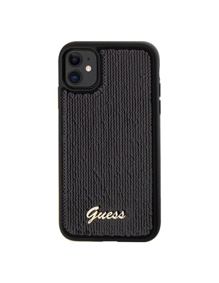 Etui Guess Sequin Script Metal na iPhone 11 / Xr - czarne Etui Guess Sequin Script Metal na iPhone 11 / Xr - czarne