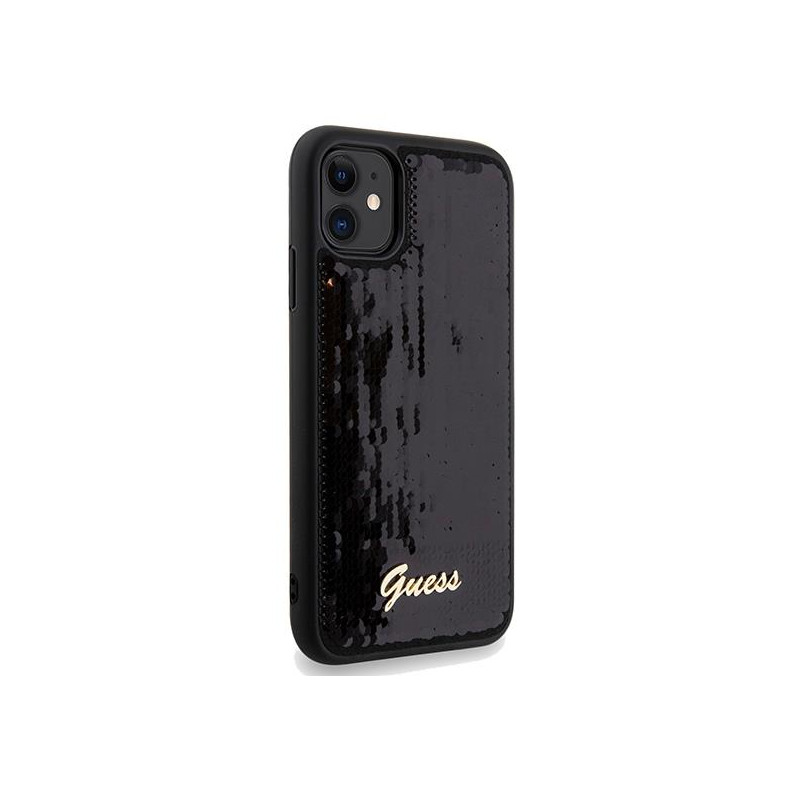 Etui Guess Sequin Script Metal na iPhone 11 / Xr - czarne