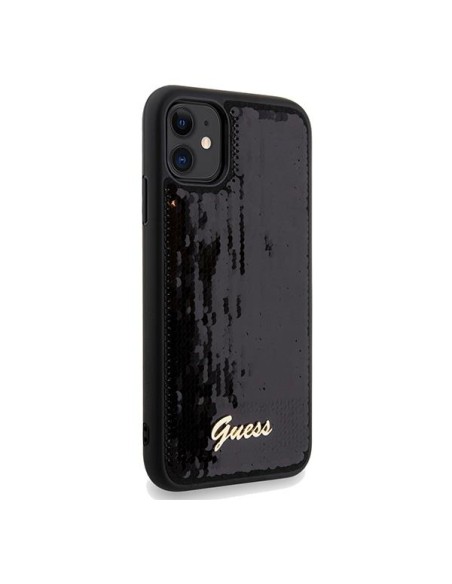 Etui Guess Sequin Script Metal na iPhone 11 / Xr - czarne Etui Guess Sequin Script Metal na iPhone 11 / Xr - czarne