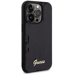 Etui Guess Sequin Script Metal na iPhone 13 Pro / 13 - czarne