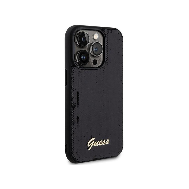 Etui Guess Sequin Script Metal na iPhone 13 Pro / 13 - czarne