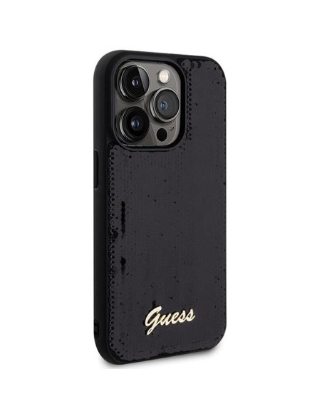 Etui Guess Sequin Script Metal na iPhone 13 Pro / 13 - czarne Etui Guess Sequin Script Metal na iPhone 13 Pro / 13 - czarne