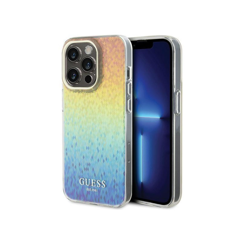 Etui Guess IML Faceted Mirror Disco Iridescent na iPhone 14 Pro - wielokolorowe
