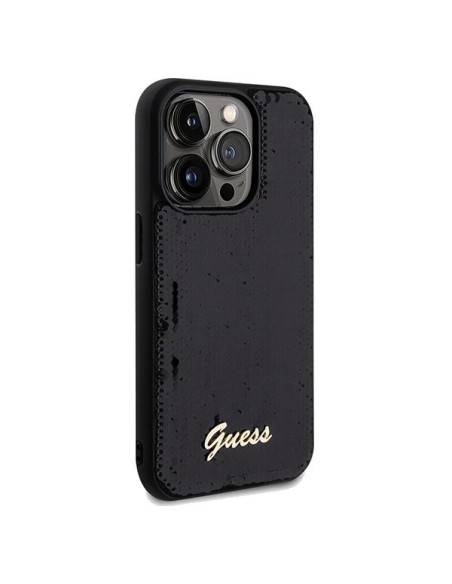 Etui Guess Sequin Script Metal na iPhone 14 Pro - czarne