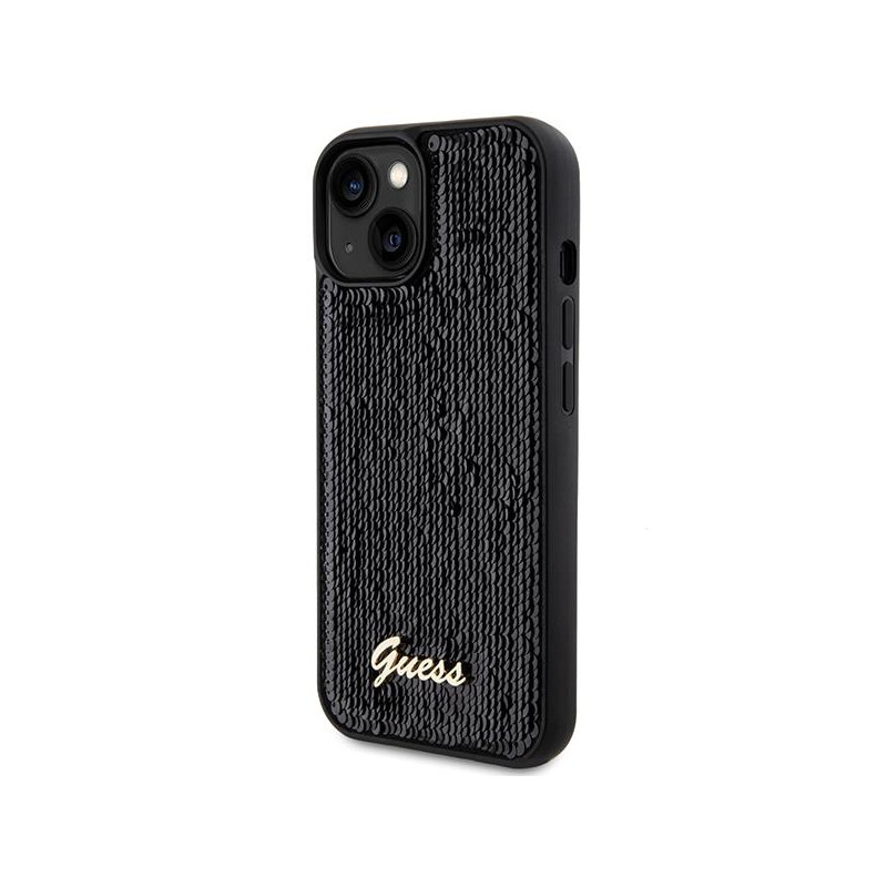 Etui Guess Sequin Script Metal na iPhone 14 / 15 / 13 - czarne